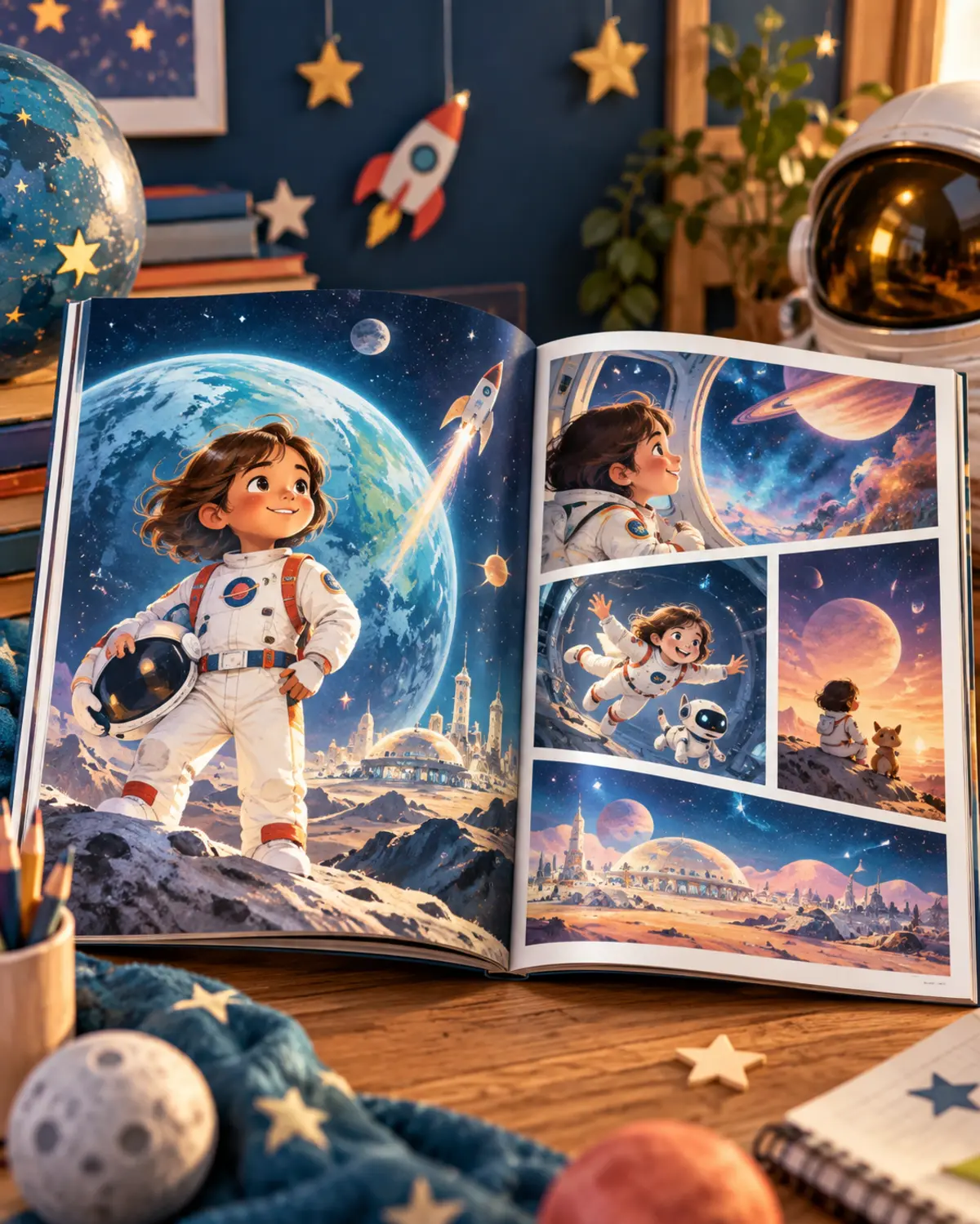 Personalized children's future astronaut story magazine